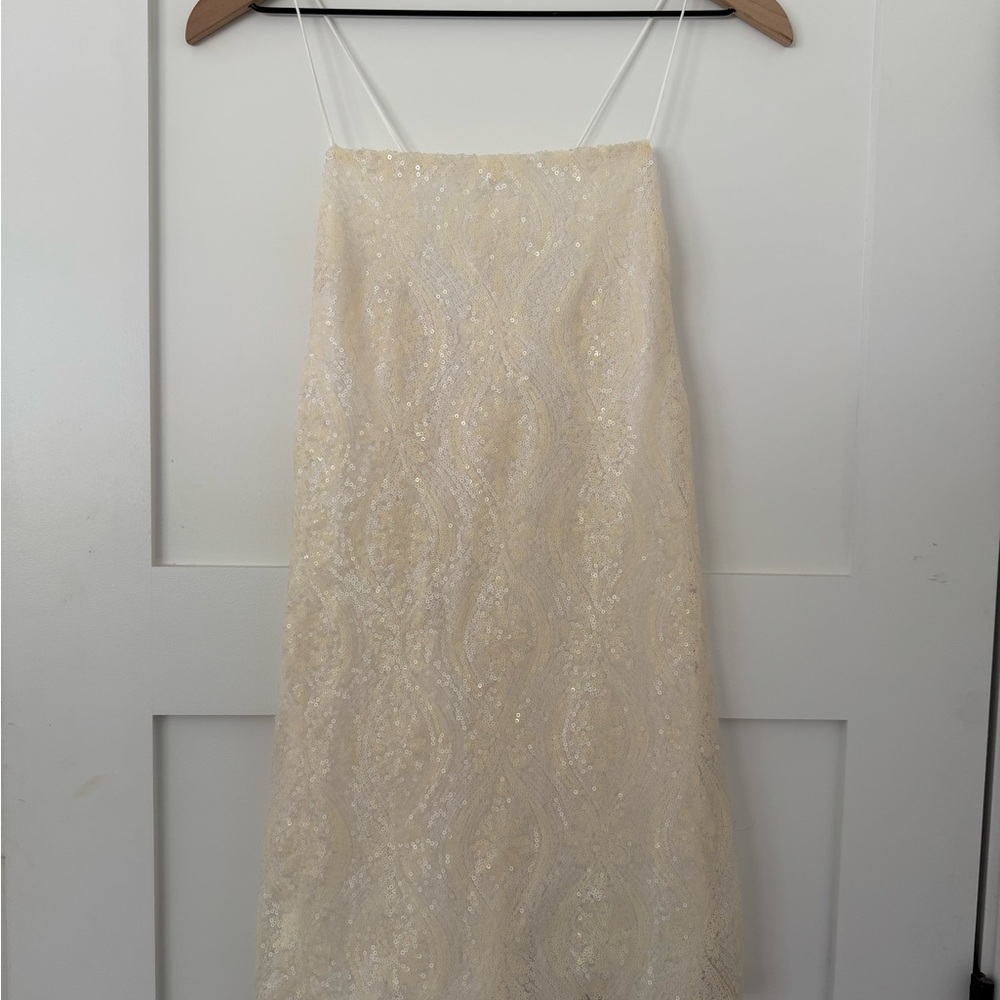 Free People Elegant Cream Sequin Dress